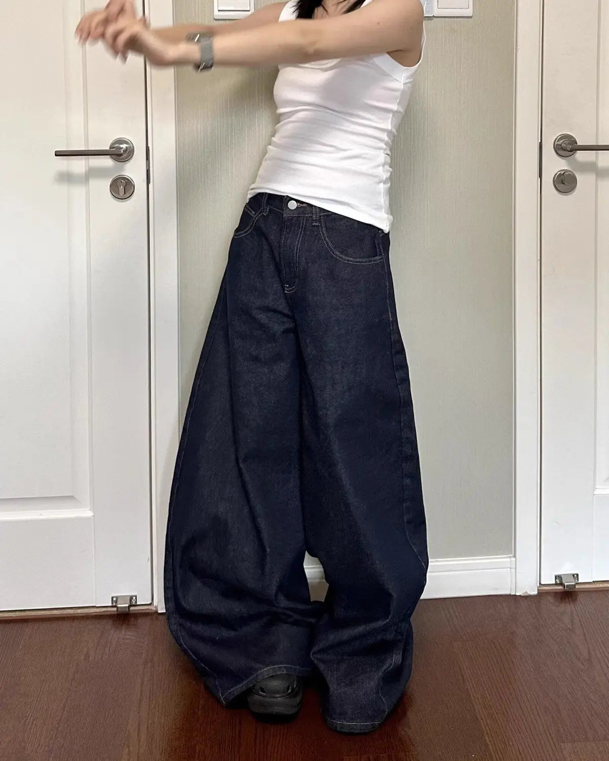 Men And Women Washed Loose Straight Pants